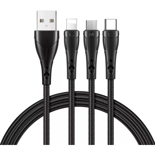 Кабель McDodo Mamba Series 3 in 1 Lightning + Micro USB + Type-C Cable 1.2m CA-6960 Black 19686