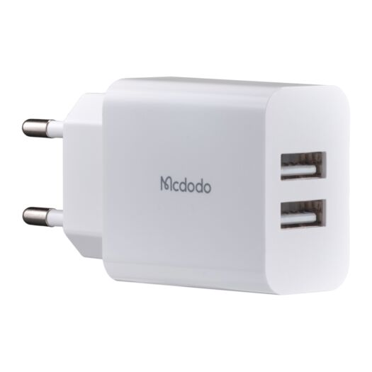 МЗП McDodo Dual USB Charger ( EU Plug ) + Lightning Cable 1m Travel Set CH-6720 White 19744