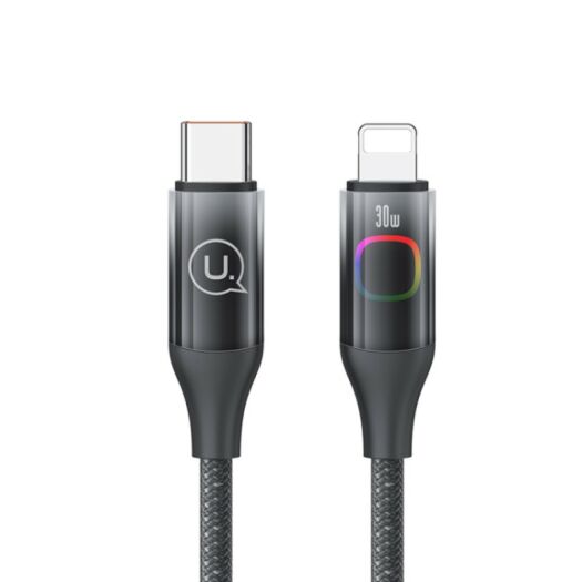 Кабель USAMS SJ638 Type-C to Lightning PD30W Fast Charging Data Cable Colorful Light XM Series Black 21614