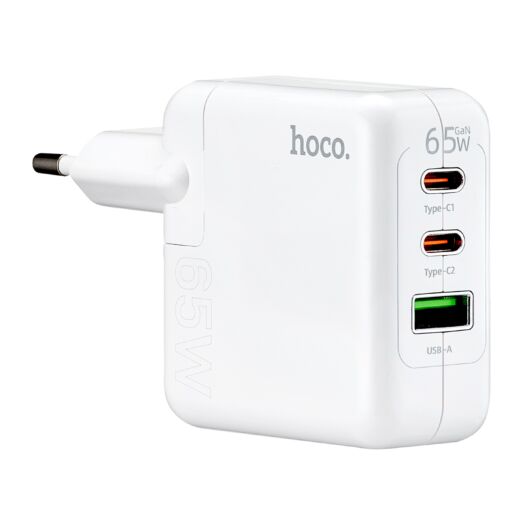 МЗП Hoco C115A Header PD65W three-port (2C1A) charger (EU) White 21999